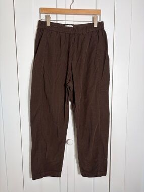 Velvet by Graham & Spencer Casual Elastic-Waist Brown Pants Medium
